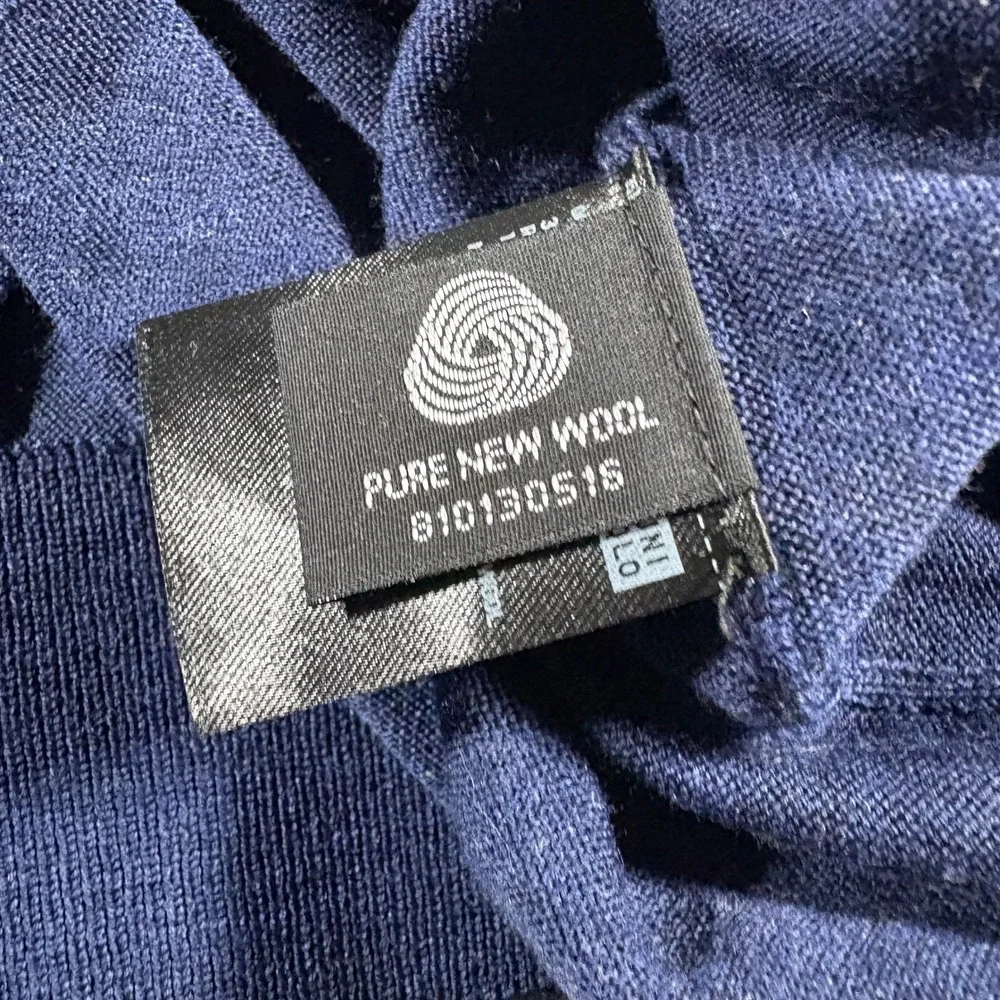 Uniqlo V-Neck Sweater Mens M Blue 100% Pure New Wool Lightweight Knit 341-173211